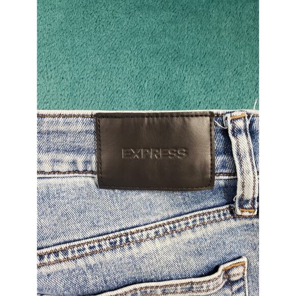 Express Jeans Size 30x32 Mens Blue Pants Denim Baggy Mid Rise Slim Straight - Picture 13 of 14